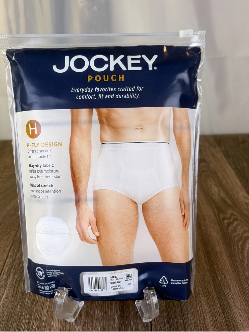 Jockey Pouch H Fly Design 3 Men's Full Rise Briefs M White  Medium 32-34